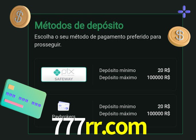 O cassino 777rr.com oferece uma grande variedade de métodos de pagamento